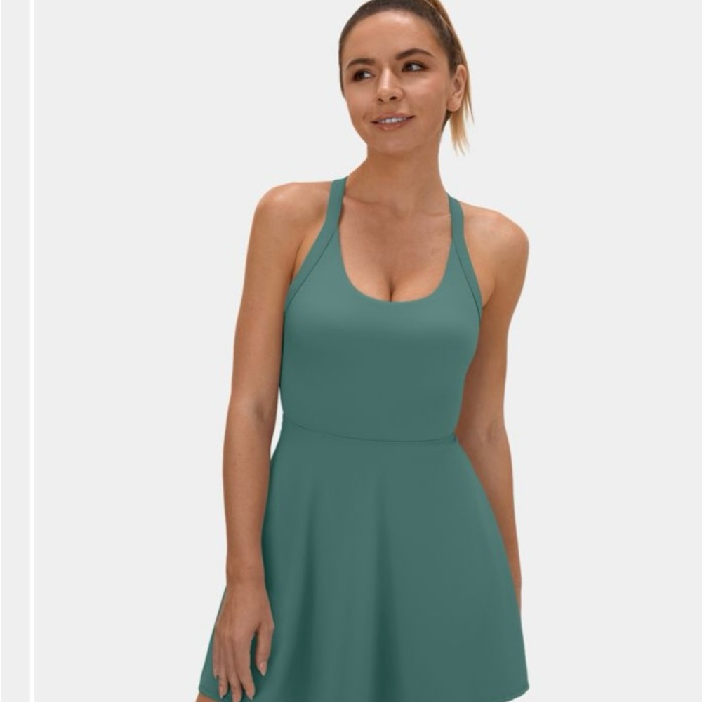 HALARA Teal Green Racerback Skater Dress